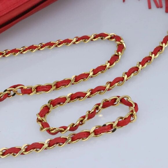 CHANEL Chain Shoulder Bag Canvas Red Gold CC Auth bs19429 - Picture 8 of 16